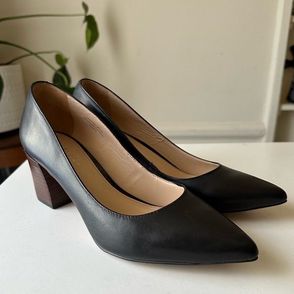 Kurt Geiger CARVELA Block Heel Shoes in Black with Brown Heel Size 37 - Picture 2 of 14